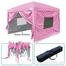 Upgraded Quictent 10x10 EZ Pop Up Canopy Gazebo Party Tent 100% Waterproof with Sidewalls and Mesh Windows （Pink）